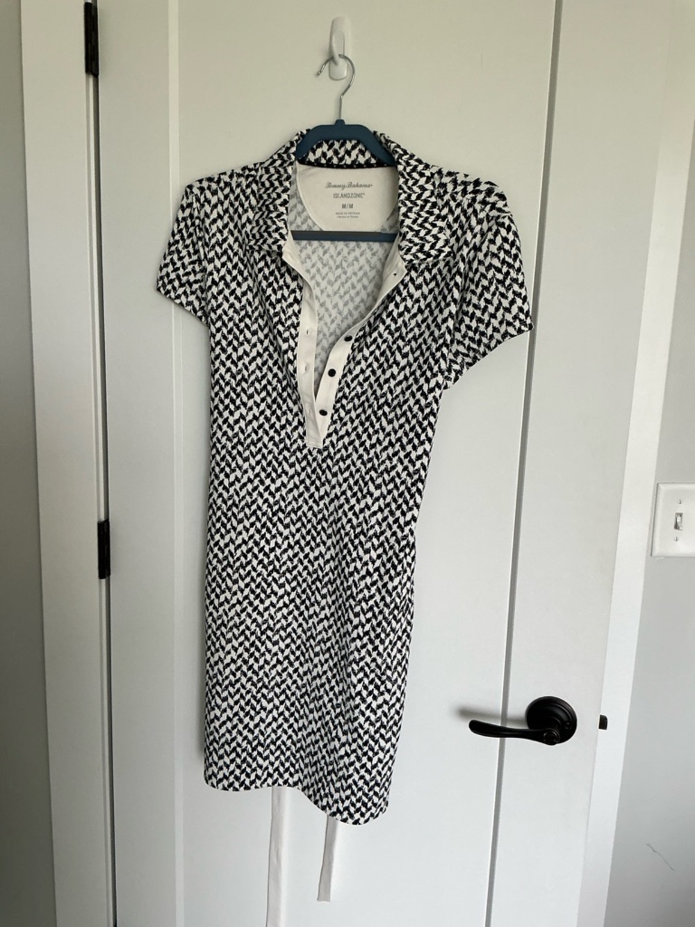 Tommy Bahama Black and White Short Sleeve Polo Shirt Dress